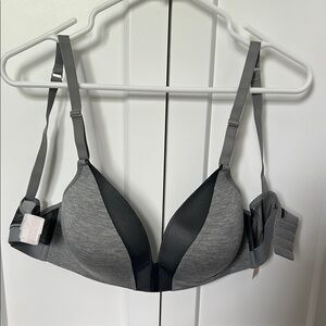 Lively All-Day Deep V No-Wire Gray Bra 34DD